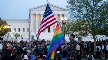 Manifestación feminista a favor del aborto frente a la sede del Tribunal Supremo de EEUU