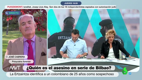 El doctor Cabrera traza el perfil del asesino de Bilbao: "Un oportunista que va a robar y deja un reguero de muertes" El doctor Cabrera traza el perfil del asesino de Bilbao: "Un oportunista que va a robar y deja un reguero de muertes"
