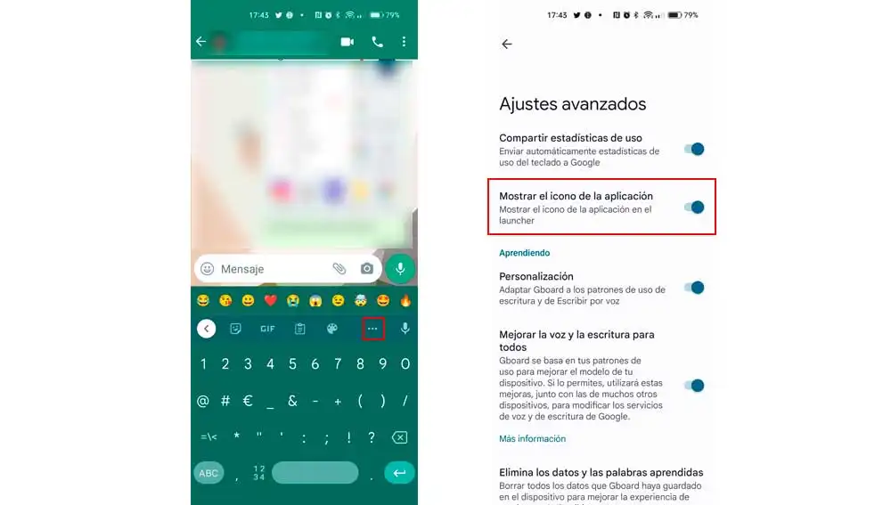 Activando el icono de Gboard Activando el icono de Gboard