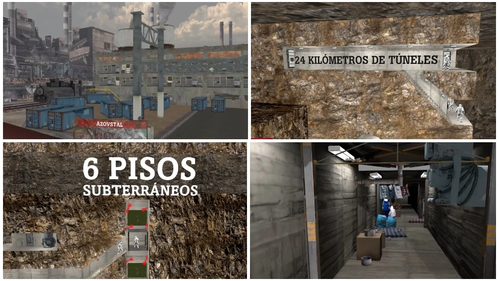 Imágenes del interior de Azovstal recreado a partir de la realidad aumentada