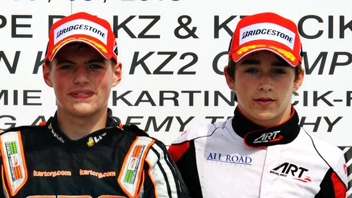 Max Verstappen y Charles Leclerc hace 10 años Max Verstappen y Charles Leclerc hace 10 años