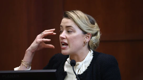 La actriz Amber Heard, durante su declaración en el juicio contra Johnny Depp La actriz Amber Heard, durante su declaración en el juicio contra Johnny Depp