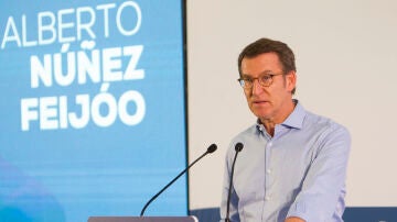 El líder nacional del PP, Alberto Núñez Feijóo, interviene en la clausura del congreso del PP en Pontevedra