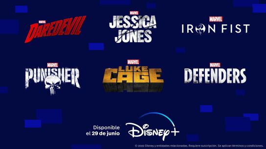 Logos de las series de acci&oacute;n real de Marvel que estaban en Netflix y que llegar&aacute;n a Disney+.