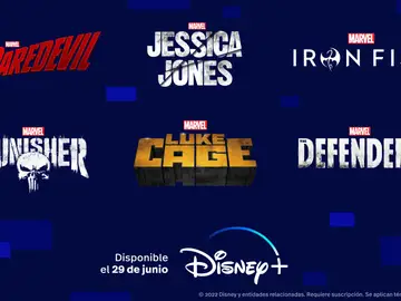Logos de las series de acción real de Marvel que estaban en Netflix y que llegarán a Disney+.