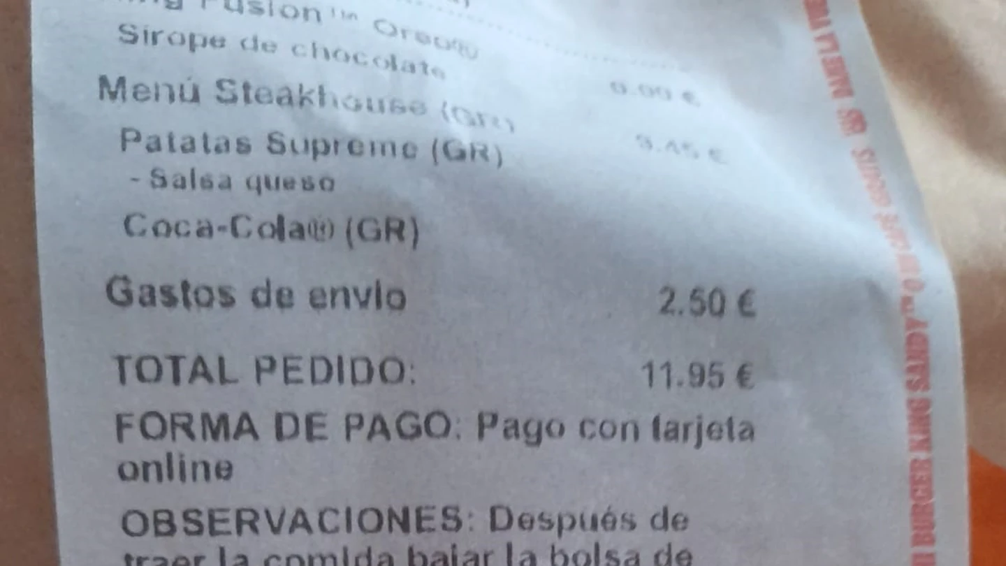 La indignante petición de un cliente a un repartidor de Burger King La indignante petición de un cliente a un repartidor de Burger King