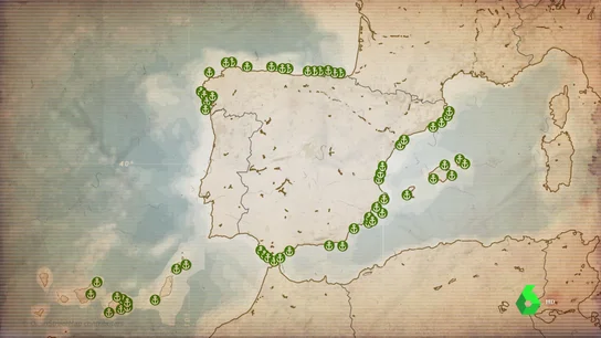Mapa de barcos hundidos en España Mapa de barcos hundidos en España