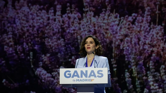 La presidenta del PP de Madrid, Isabel Díaz Ayuso, durante su discurso en el Congreso La presidenta del PP de Madrid, Isabel Díaz Ayuso, durante su discurso en el Congreso
