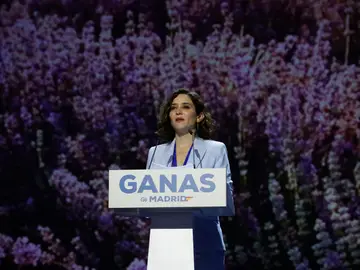 La presidenta del PP de Madrid, Isabel Díaz Ayuso, durante su discurso en el Congreso