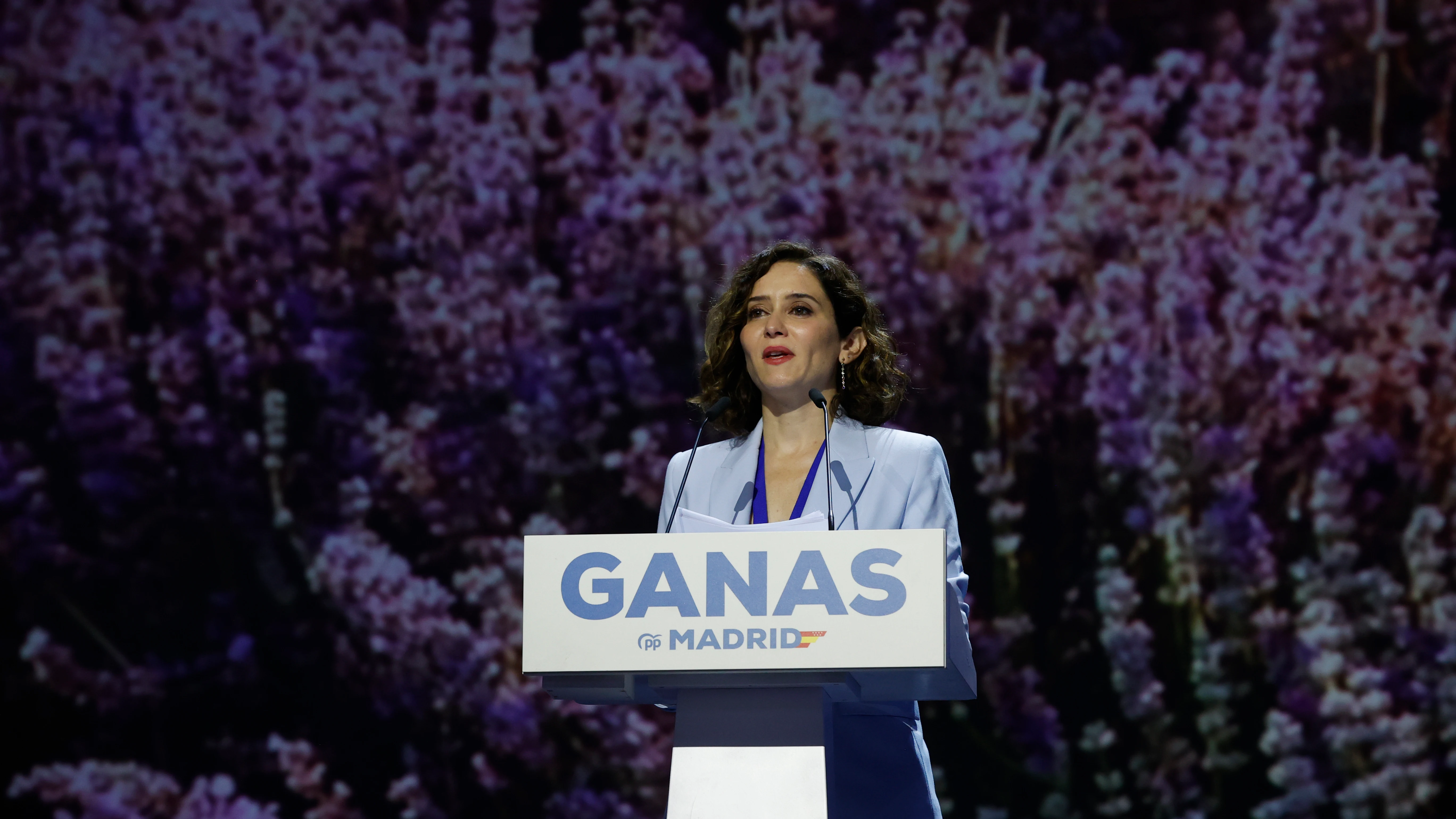 La presidenta del PP de Madrid, Isabel Díaz Ayuso, durante su discurso en el Congreso