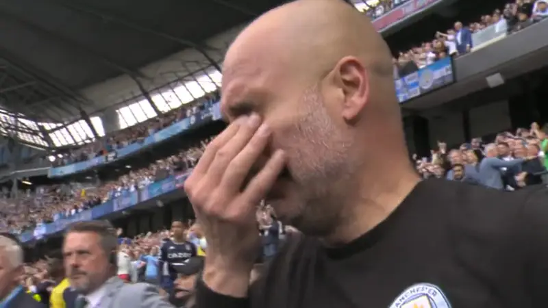 Las lágrimas de Guardiola tras ganar la Premier League