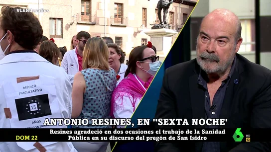 Antonio Resines habla sobre el "error" del Ayuntamiento de Madrid al no publicar su alegato por la sanidad pública en el pregón de San Isidro Antonio Resines habla sobre el "error" del Ayuntamiento de Madrid al no publicar su alegato por la sanidad pública en el pregón de San Isidro