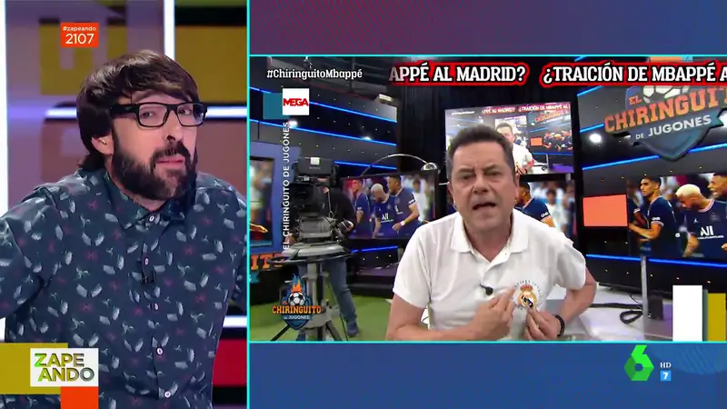 Las bromas de Quique Peinado y Dani Mateo tras la renovación de Mbappé: "El primer título del Barça"
