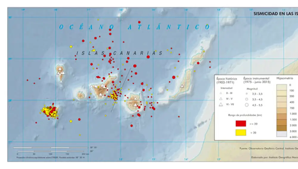 Mapa general de la sismicidad de las Islas Canarias