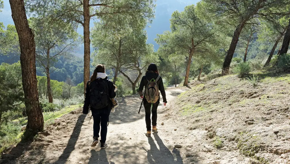 Imagen de archivo de dos chicas en la montaña