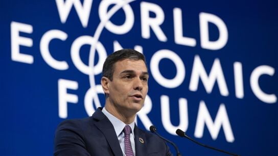El presidente del Gobierno espa&ntilde;ol, Pedro S&aacute;nchez, en la Reuni&oacute;n Anual del Foro Econ&oacute;mico Mundial en Davos.