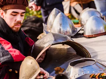 Imagen de archivo de un mercado medieval Imagen de archivo de un mercado medieval