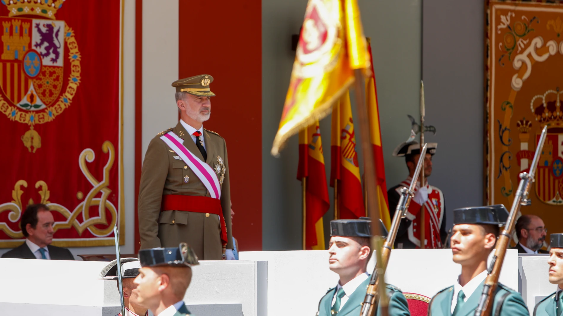 El rey Felipe VI, durante el desfile de la Fuerzas Armadas