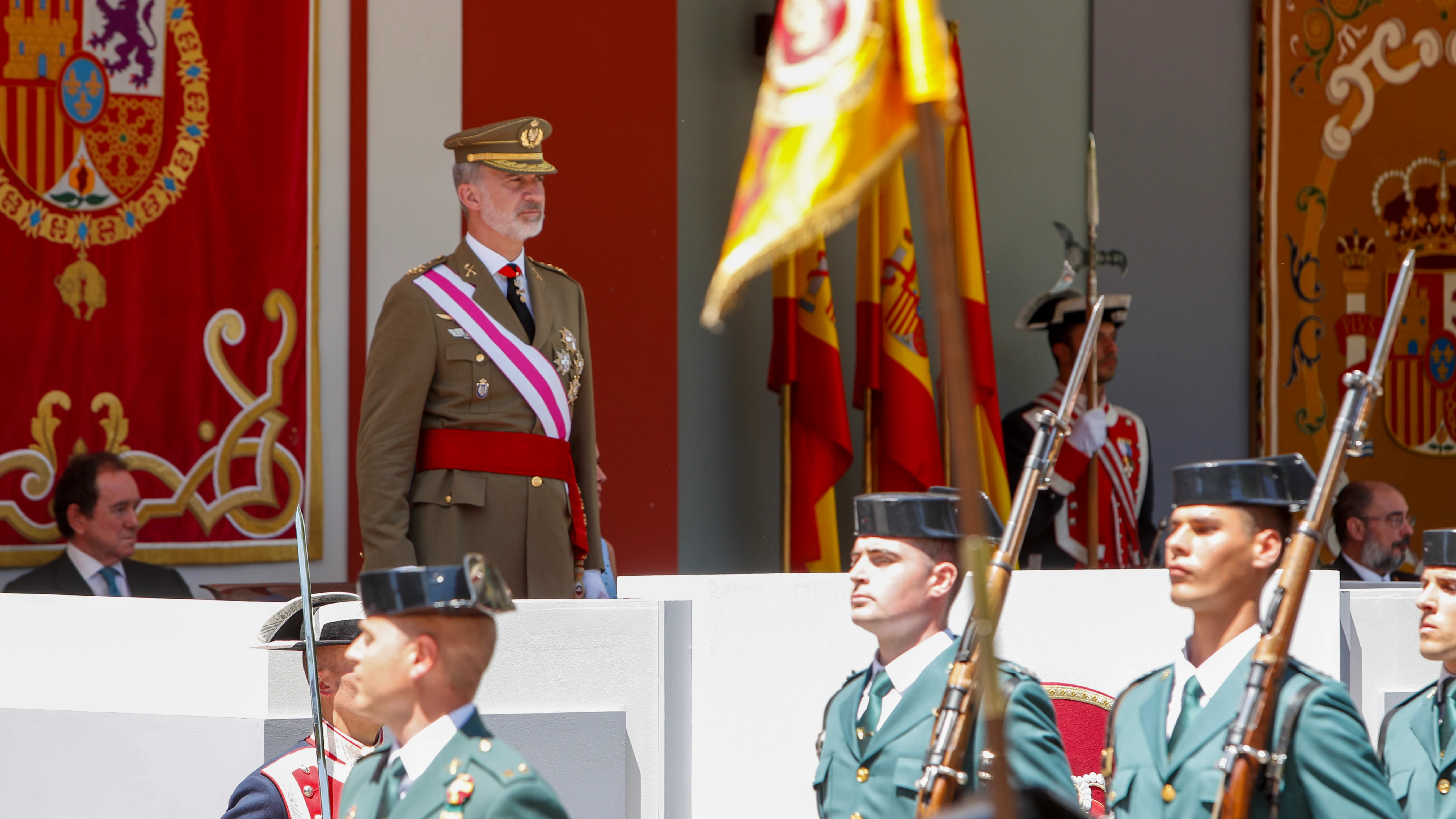 El rey Felipe VI, durante el desfile de la Fuerzas Armadas