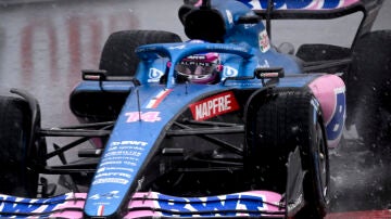 Fernando Alonso, en la lluvia de Mónaco