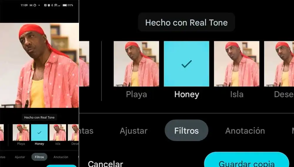 Filtro Real Tone en Google Fotos Filtro Real Tone en Google Fotos