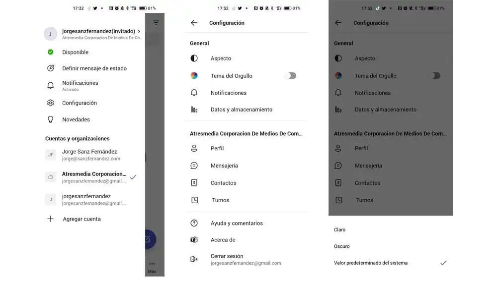 Activando el modo oscuro en Microsoft Teams Activando el modo oscuro en Microsoft Teams