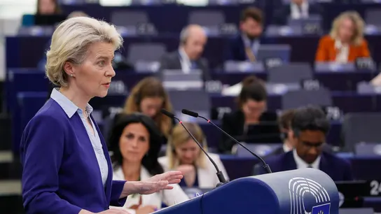 Ursula von der Leyen, en el Parlamento Europeo. La UE exigirá que las mujeres ocupen al menos el 40% de los consejos de administración de empresas en Bolsa