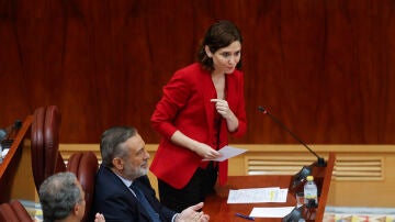 Isabel Díaz Ayuso, durante una intervención en el pleno de la Asamblea