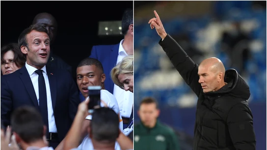 Macron, Mbappé y Zidane Macron, Mbappé y Zidane
