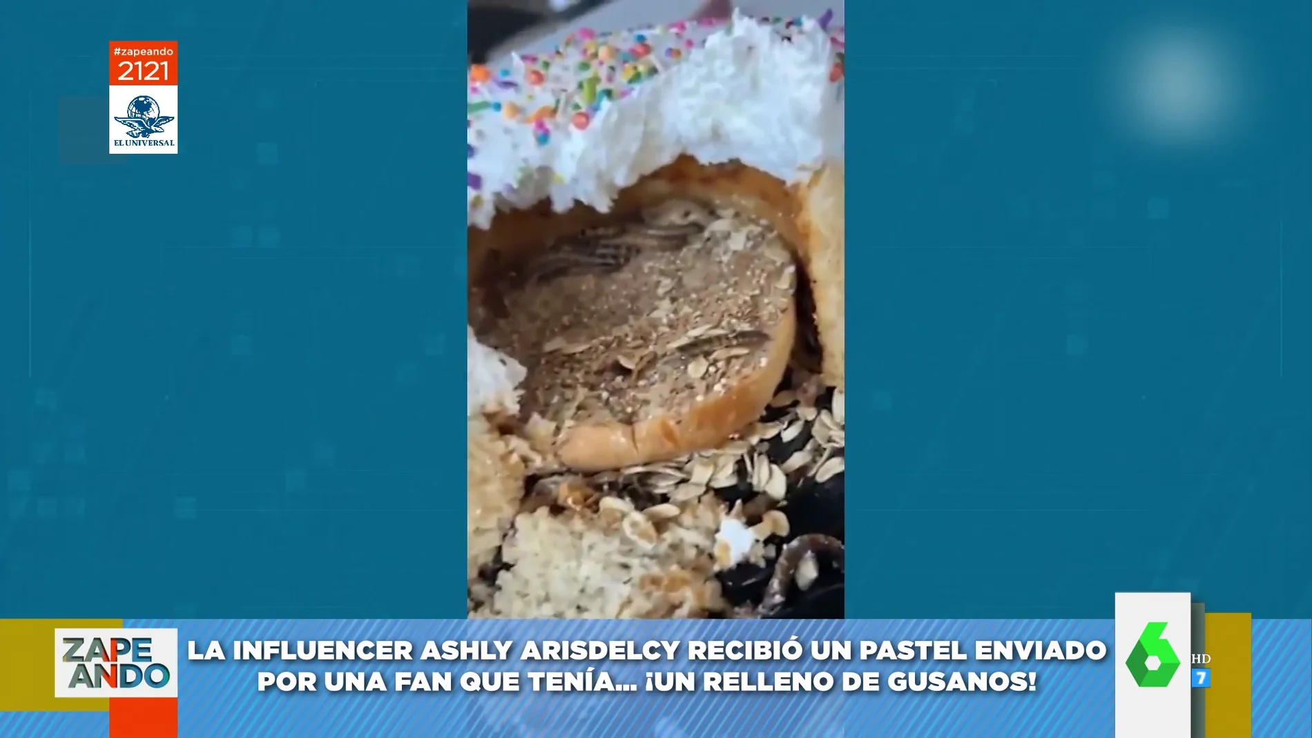 La sorpresa viral de una influencer cuando recibe una tarta de cumpleaños de una fan ¡rellena de gusanos! 
