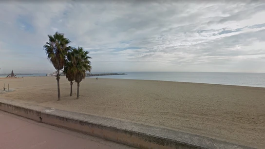 Vista del paseo marítimo y la playa de Mar Bella, en la ciudad de Barcelona. Vista del paseo marítimo y la playa de Mar Bella, en la ciudad de Barcelona.