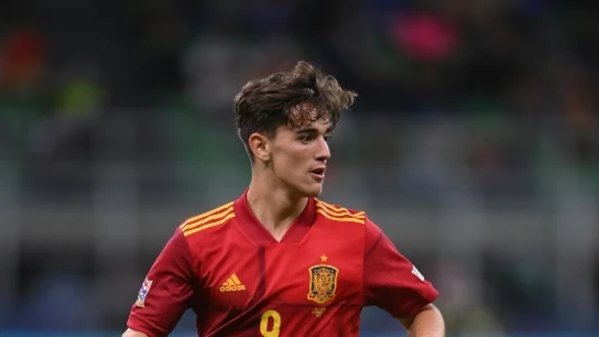 Pablo Pérez Gaviria 'Gavi' en un partido con la selección española Pablo Pérez Gaviria 'Gavi' en un partido con la selección española