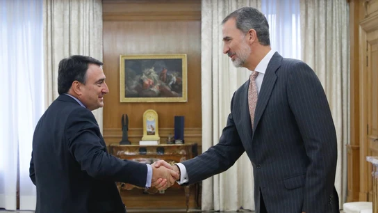 El portavoz del PNV, Aitor Esteban, junto al rey Felipe VI. El portavoz del PNV, Aitor Esteban, junto al rey Felipe VI.