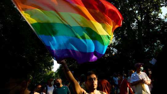 Varias personas durante una manifestación del colectivo LGTBI. Varias personas durante una manifestación del colectivo LGTBI.