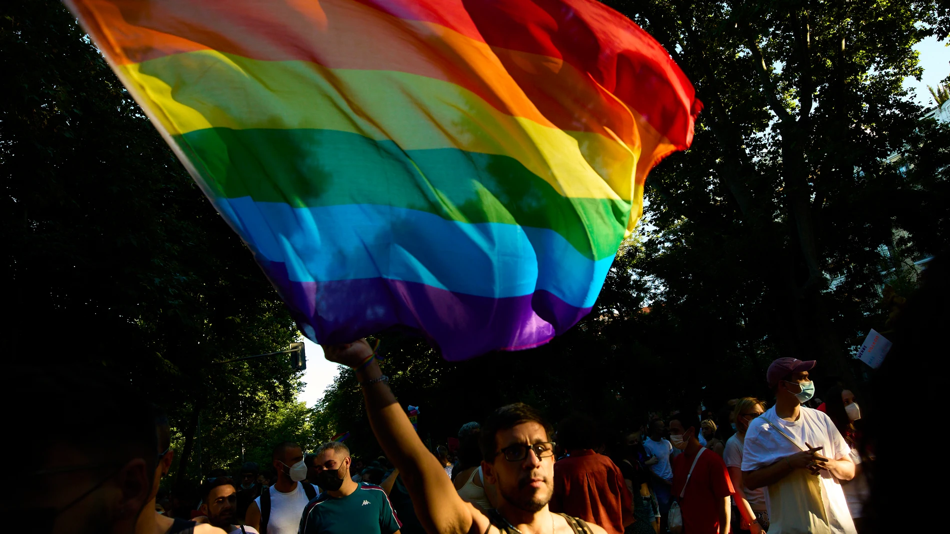 Varias personas durante una manifestación del colectivo LGTBI.