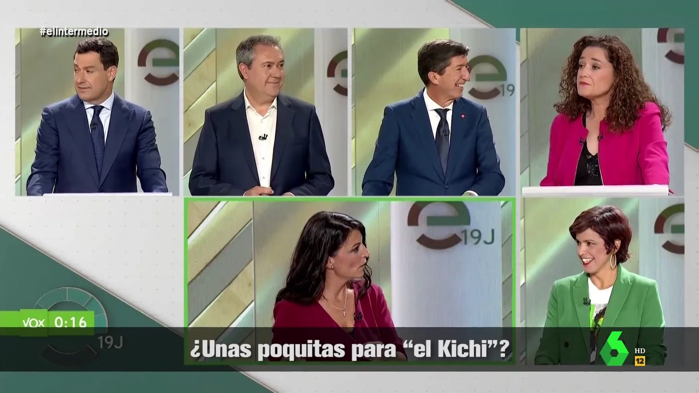 Risas y cara de incredulidad: la reacción de los candidatos andaluces ante la surrealistas palabras de Olona sobre las torrijas Risas y cara de incredulidad: la reacción de los candidatos andaluces ante la surrealistas palabras de Olona sobre las torrijas