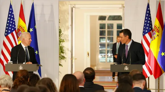 Joe Biden y Pedro Sánchez comparecen en rueda de prensa tras su encuentro en Moncloa Joe Biden y Pedro Sánchez comparecen en rueda de prensa tras su encuentro en Moncloa