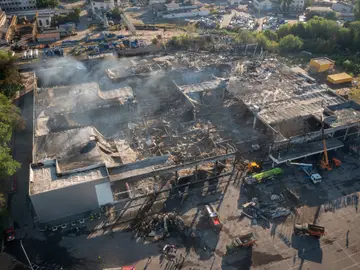 El centro comercial bombardeado en Ucrania.