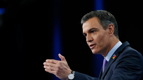 Pedro Sánchez, durante su comparecencia para valorar la cumbre de la OTAN Pedro Sánchez, durante su comparecencia para valorar la cumbre de la OTAN