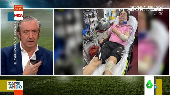 Así explica Pipi Estrada su accidente de tráfico a Josep Pedrerol en El Chiringuito de Jugones: "Tenéis Pipi para rato" Así explica Pipi Estrada su accidente de tráfico a Josep Pedrerol en El Chiringuito de Jugones: "Tenéis Pipi para rato"