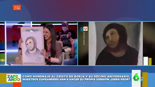 Maya Pixelskaya sorprende en el plató de Zapeando con su propia versión del Ecce Homo de Borja Maya Pixelskaya sorprende en el plató de Zapeando con su propia versión del Ecce Homo de Borja
