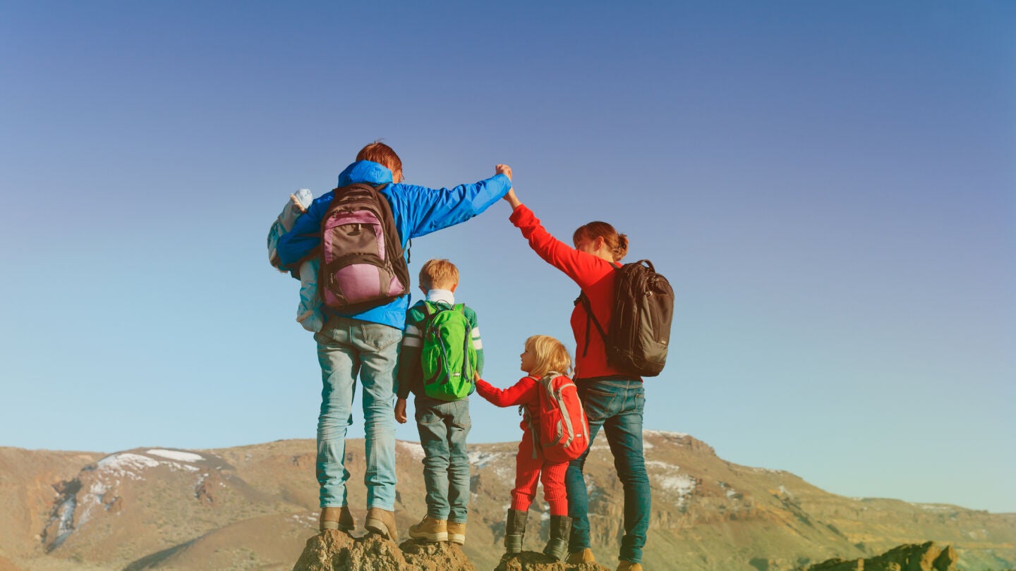 Familia en el Teide, en Tenerife