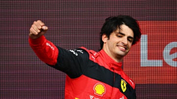 Carlos Sainz, en el podio de Silverstone
