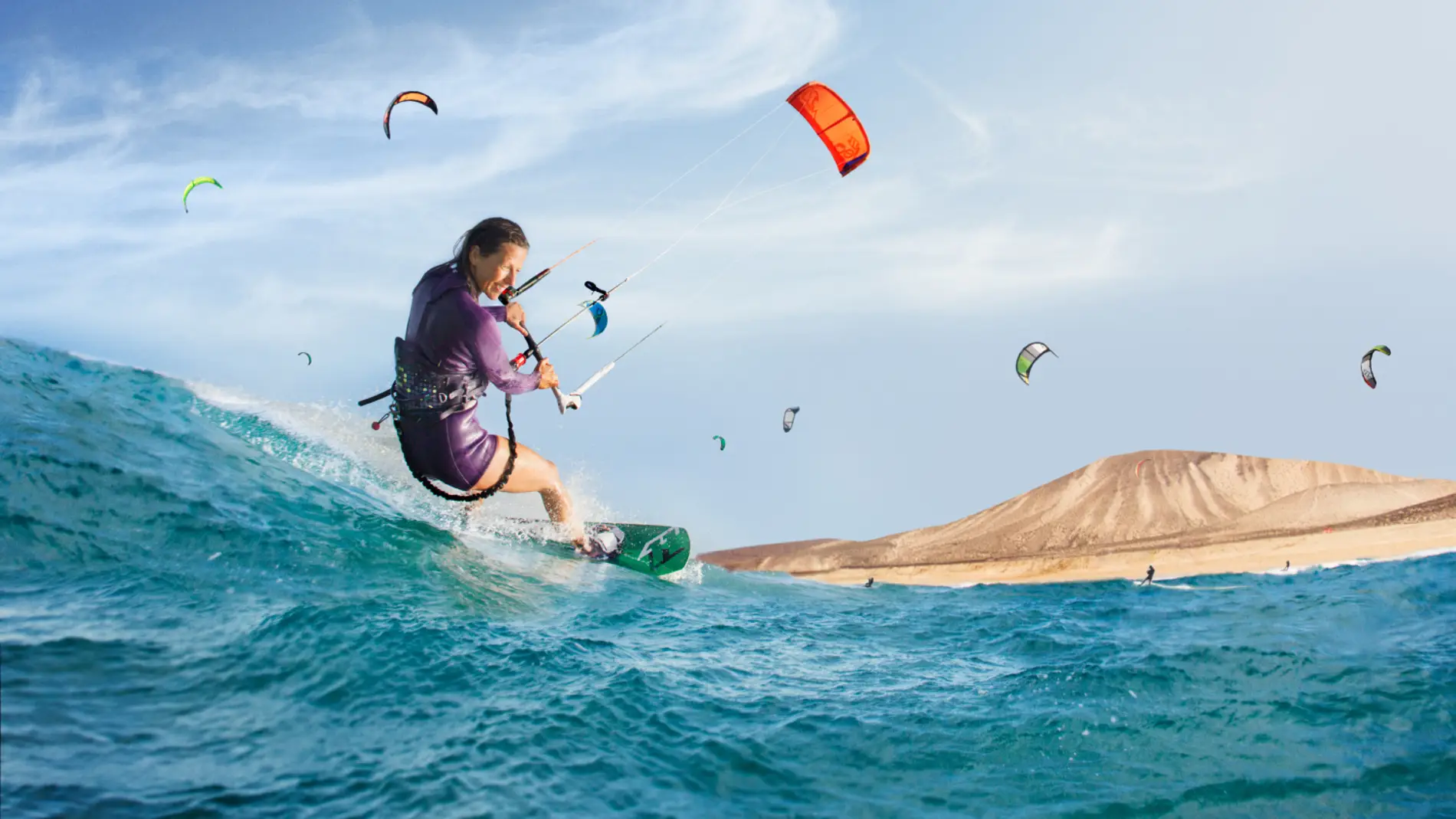 Kitesurfistas en Fuerteventura
