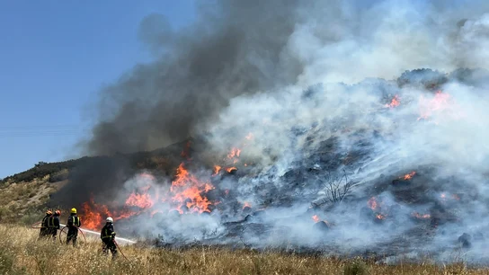 Incendio forestal de Aranjuez: precaución al circular por la A-4 antes de llegar al kilómetro 49, sentido Madrid Desalojadas casas y naves