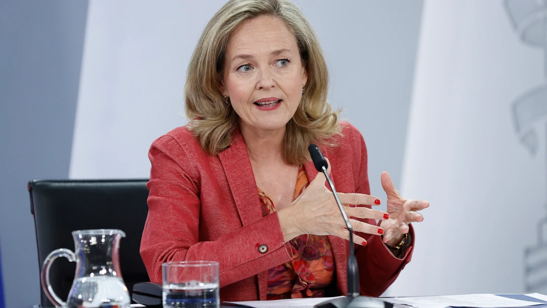 La vicepresidenta primera y ministra de Asuntos Económicos y Transformación Digital, Nadia Calviño, durante la rueda de prensa posterior a la reunión del Consejo de Ministros