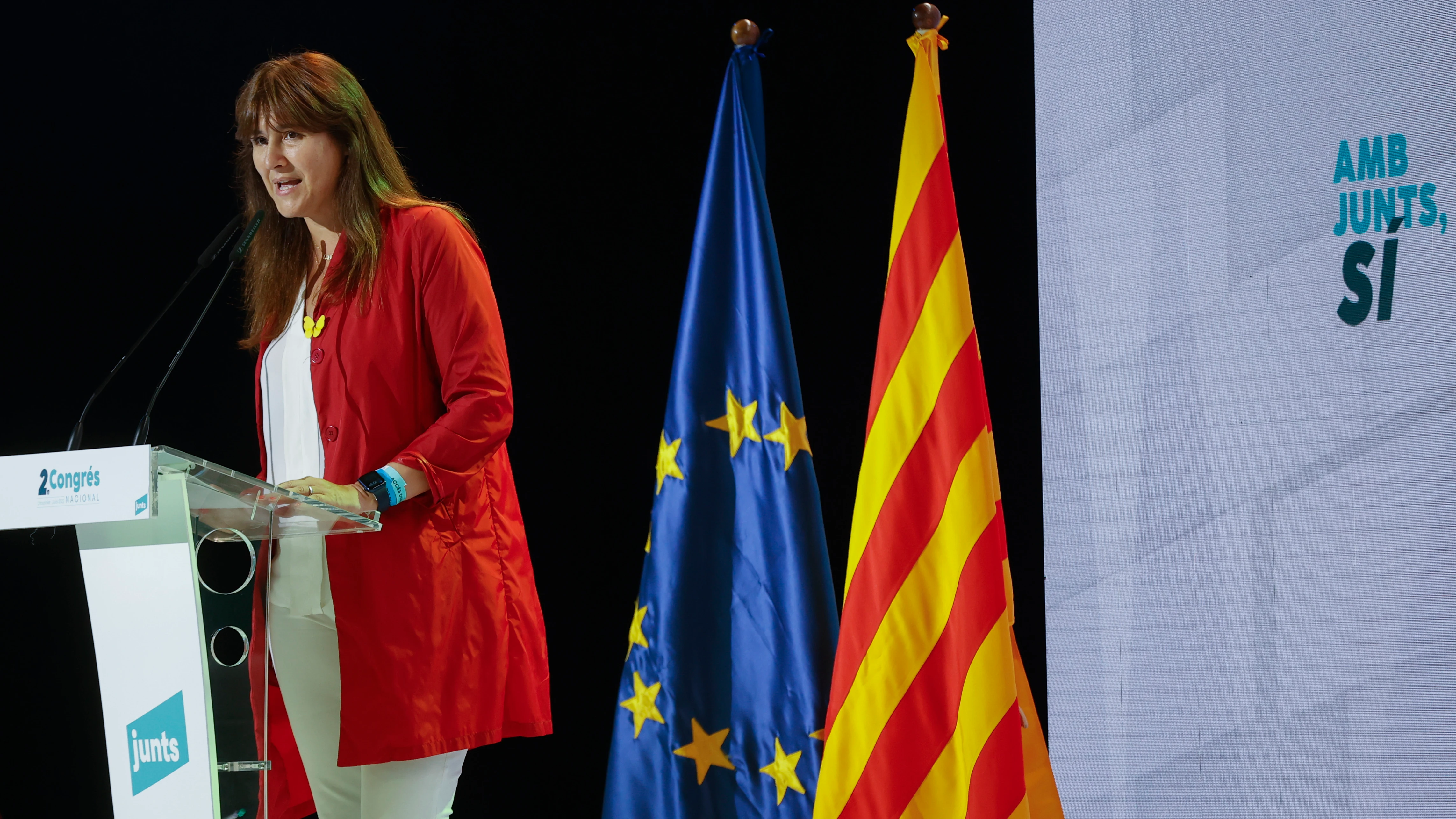 La presidenta de JxCat, Laura Borràs, durante el Congreso de JxCat
