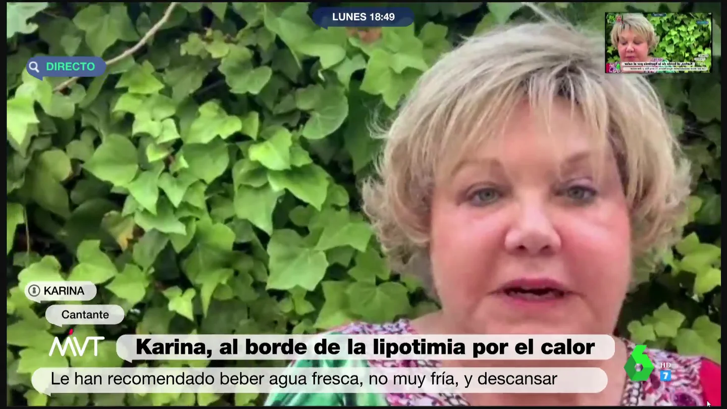 Karina revela haber estado al borde de una lipotimia por un golpe de calor Karina revela haber estado al borde de una lipotimia por un golpe de calor