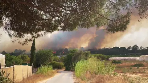Incendio en el centro turístico del Algarve en Faro, Portugal Incendio en el centro turístico del Algarve en Faro, Portugal