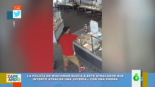 Intenta atracar una joyería con una piedra Intenta atracar una joyería con una piedra